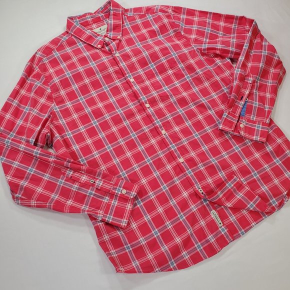 American Eagle Shirt Mens XL Salmon Plaid Seriously Soft Classic Fit Button Down - Picture 5 of 15